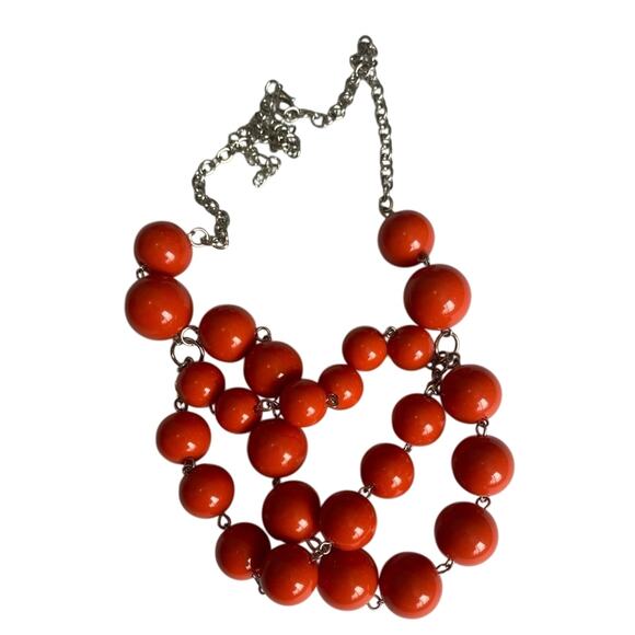 Paparazzi Women's Orange and Silver Bib Beaded Necklace Spring Statement Retro - Picture 6 of 7